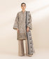Women's Unstitched Khaddar Beige Embroidered 3 Piece Suit